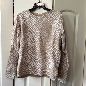 MOTHER Beige and White Zebra Print Sweater